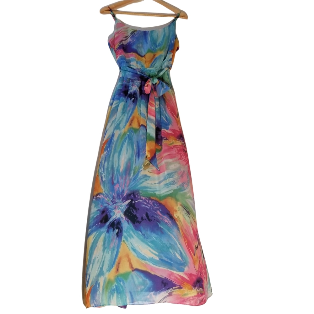 Bisou Bisou bt Michele Bohbot | Floral Multi-Color | Maxi Dress | Size 8